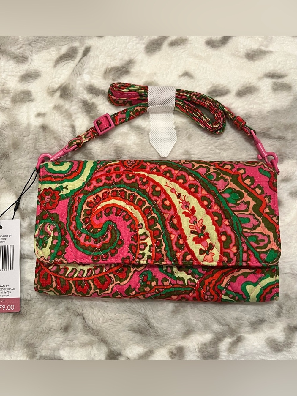 NWT Vera Bradley “Capri Print” Pink, Red,& Green Paisley Wallet Crossbody Bag